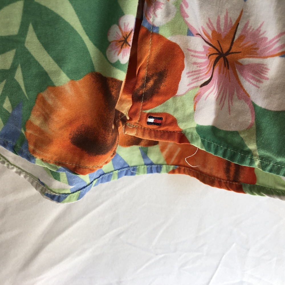 Tommy Hilfiger Shirt Mens Large Multicolor Floral Rayon Hawaiian Vintage - Picture 3 of 9
